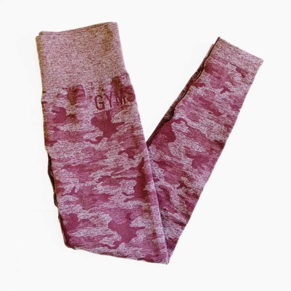 Gymshark Adapt Camo Seamless Ribbed Leggings Berry Women’s Activewear